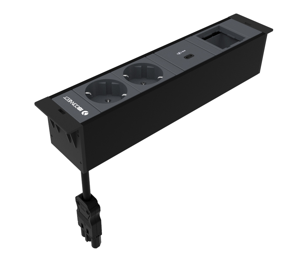 CUBOBOX4 - 2xT. ELÉCTRICA + 1xUSB TIPO C (60W) + 1xMÓDULO VACÍO