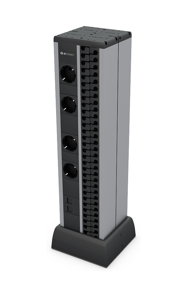 MINI COLUMNA - 2x(4xT. ELÉCTRICA + 1xPLACA 2RJ45 + ORGANIZADOR)